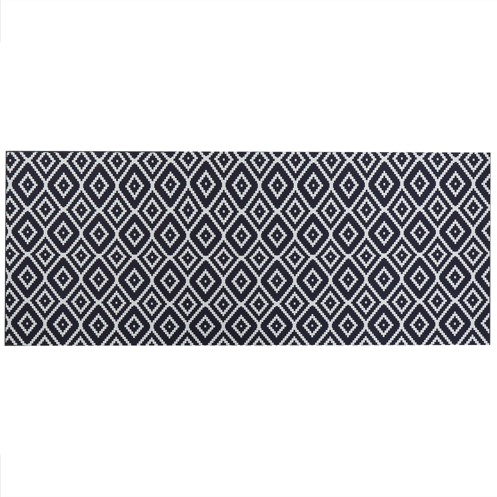 Teppich schwarz weiß 80 x 200 cm geometrisches Muster Kurzflor KARUNGAL Bild 1