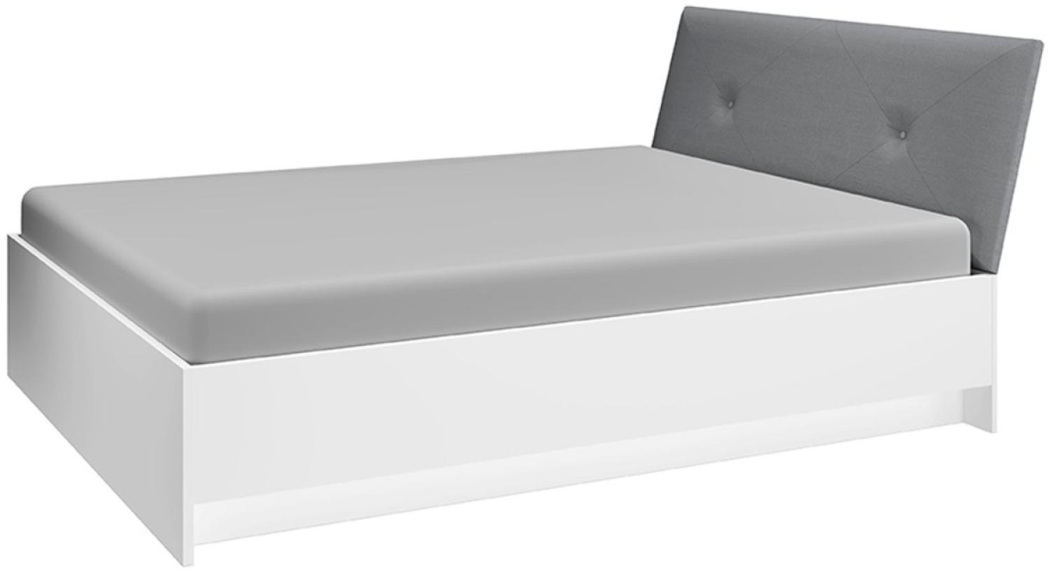 Doppelbett Lille 140x200cm Bettgestell weiß grau matt Bild 1