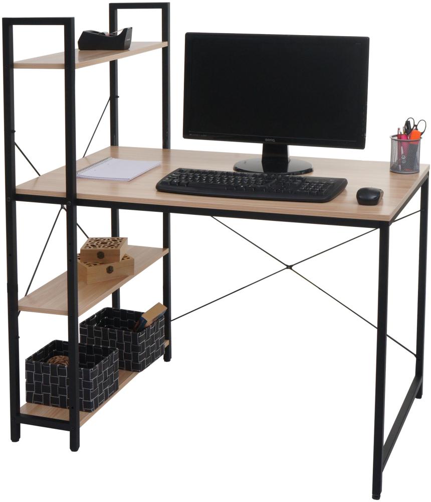 Schreibtisch mit Regal HWC-K81, Laptoptisch Bürotisch Arbeitstisch, 100x60cm Metall Holz ~ natur Bild 1