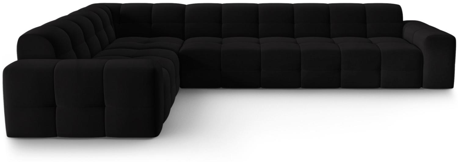 Micadoni 6-Sitzer Samtstoff Ecke links Sofa Kendal | Bezug Black | Beinfarbe Black Beech Wood Bild 1