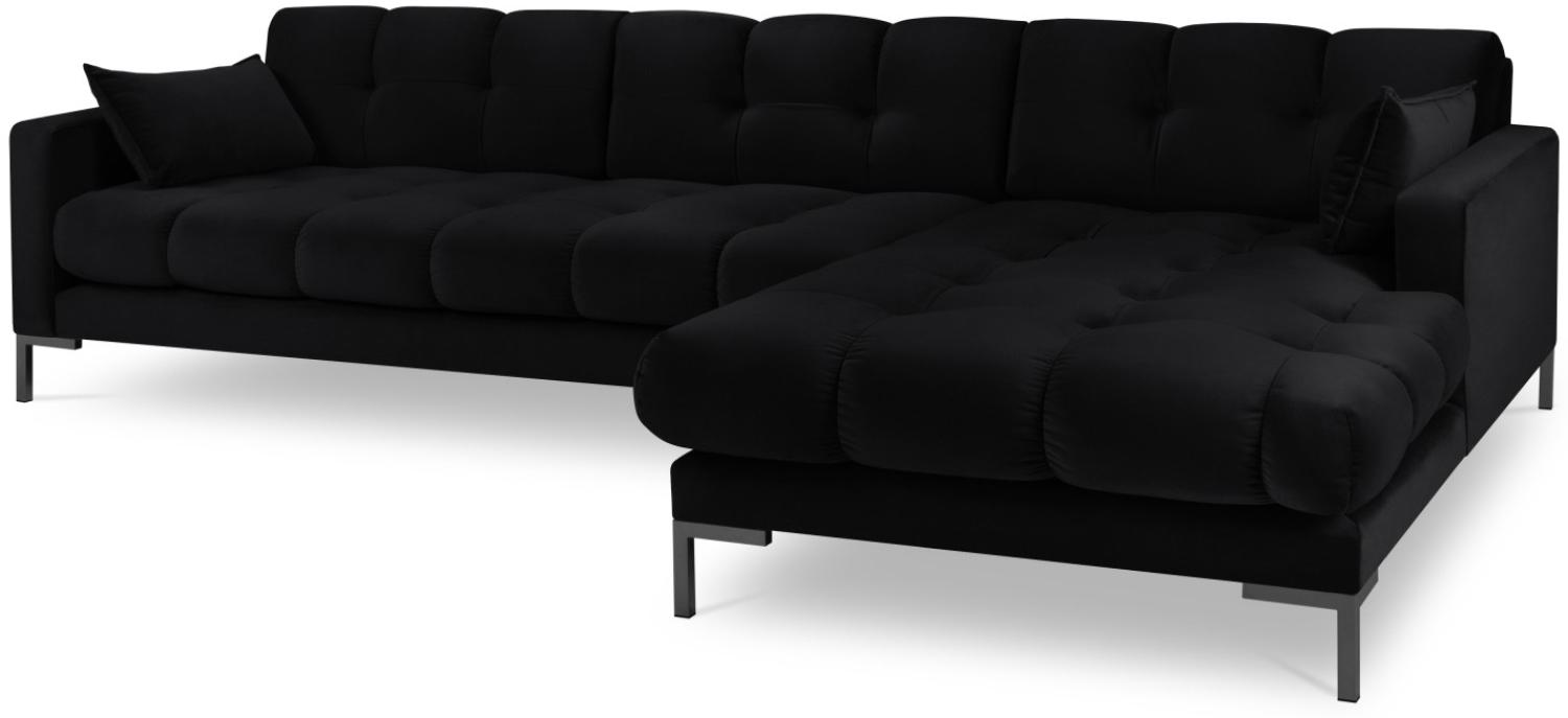 Micadoni 5-Sitzer Samtstoff Ecke rechts Sofa Mamaia | Bezug Black | Beinfarbe Black Metal Bild 1