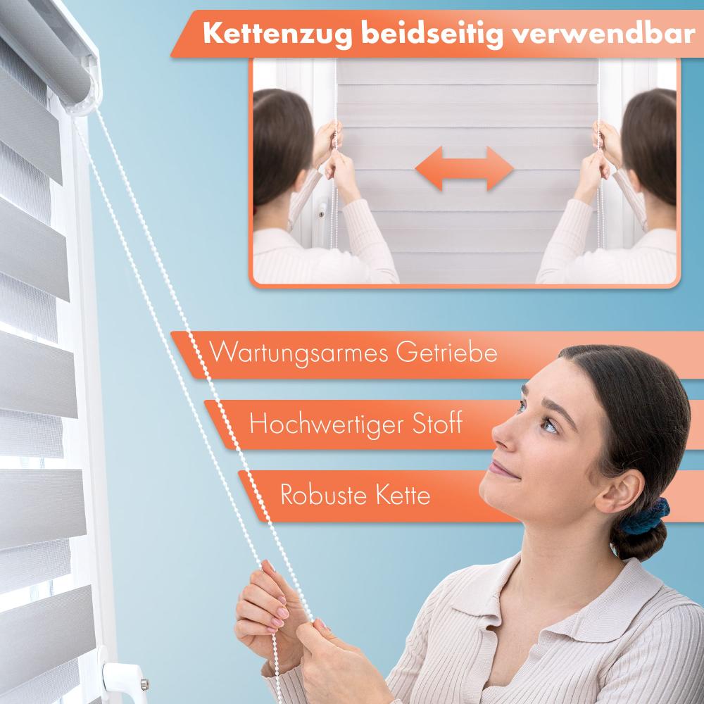 Doppelrollo Klemmfix 50 x 150 cm Rollos für Fenster Innen Klemmrollo Duorollo ohne Bohren Hellgrau Bild 1