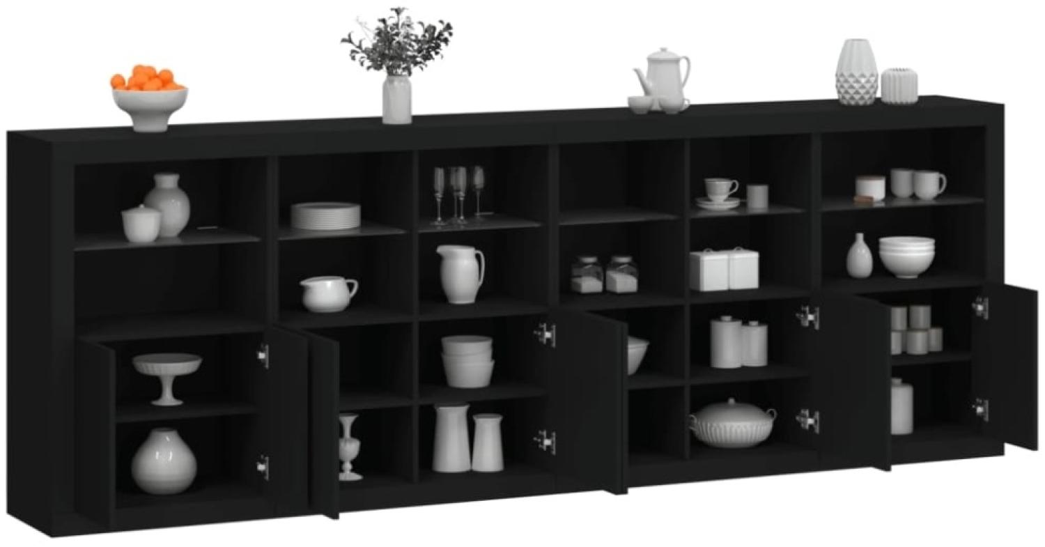 vidaXL Sideboard mit LED-Leuchten Schwarz 283x37x100 cm Bild 1