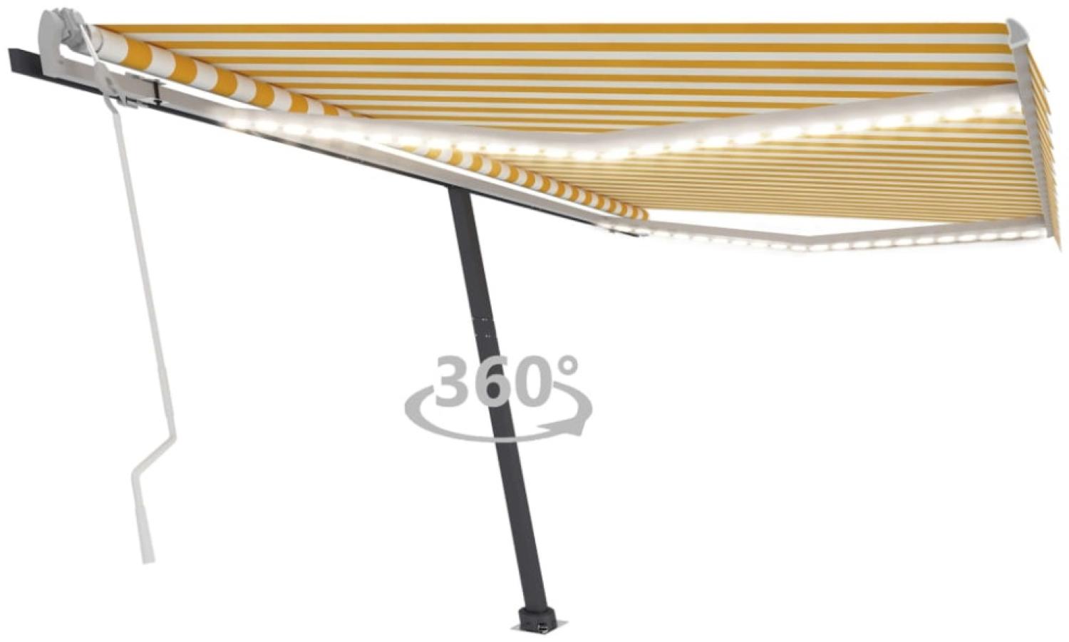 Gelenkarmmarkise Einziehbar mit LED 400x350 cm Gelb und Weiß Bild 1