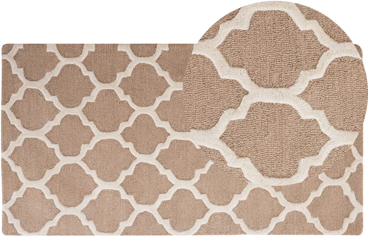 Teppich beige 80 x 150 cm marokkanisches Muster Kurzflor ERBAA Bild 1