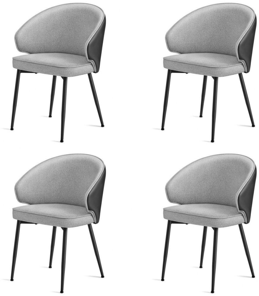 VASAGLE 4 Set Küchenstuhl Polsterstuhl Wohnzimmerstuhl Sessel mit Rückenlehne, Metallbeine,Loungesessel hellgrau CDL104G01 Bild 1