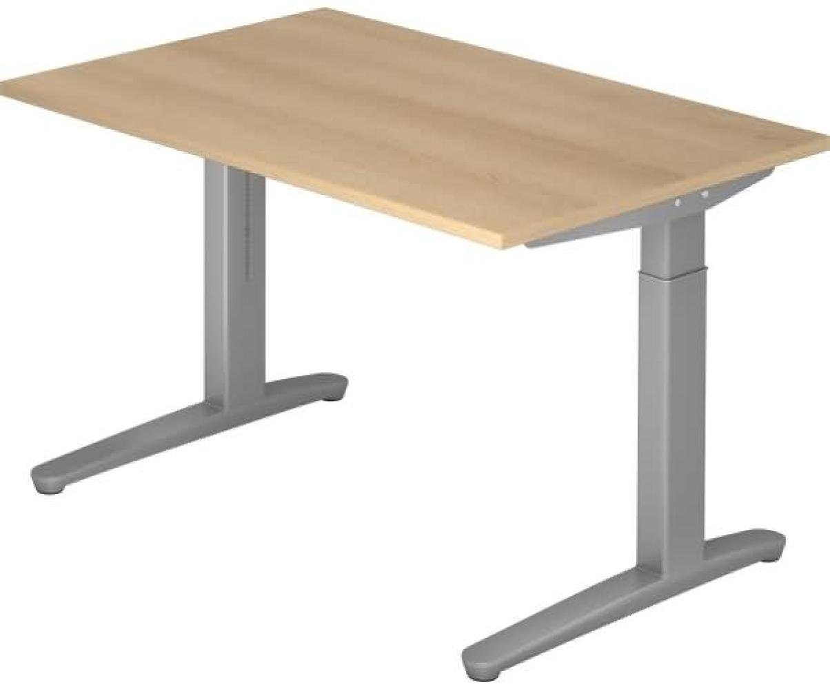 'XB12' Schreibtisch, C-Fuß, 120x80cm, Eiche / Silber Bild 1