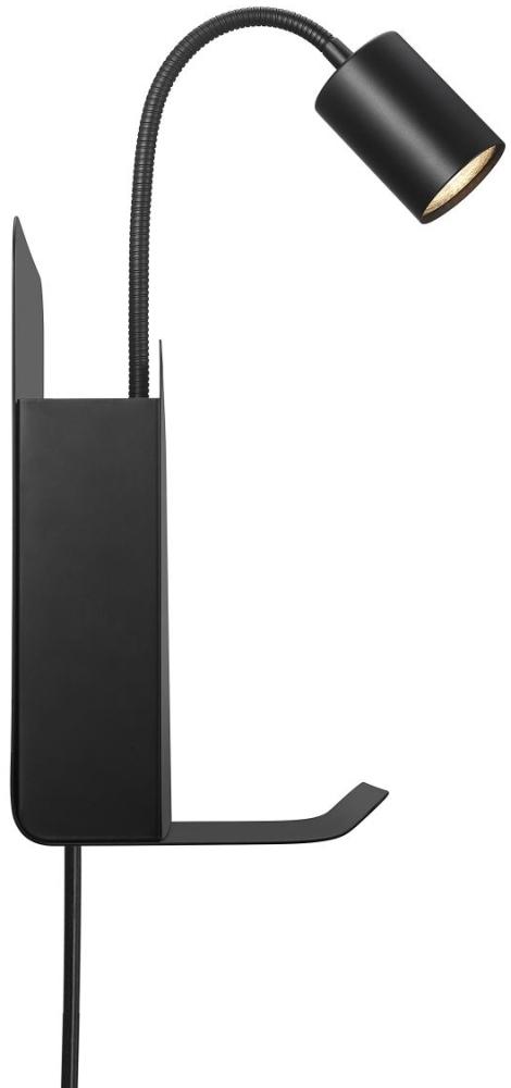 Nordlux ROOMI Wand Leselampe schwarz GU10 mit Ablage u. USB-Port 16,5x24,8x28,2cm Bild 1