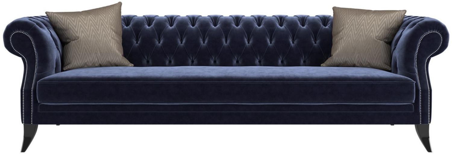 Casa Padrino Luxus Chesterfield Samt Sofa Lila / Schwarz / Silber 250 x 100 x H. 80 cm Bild 1