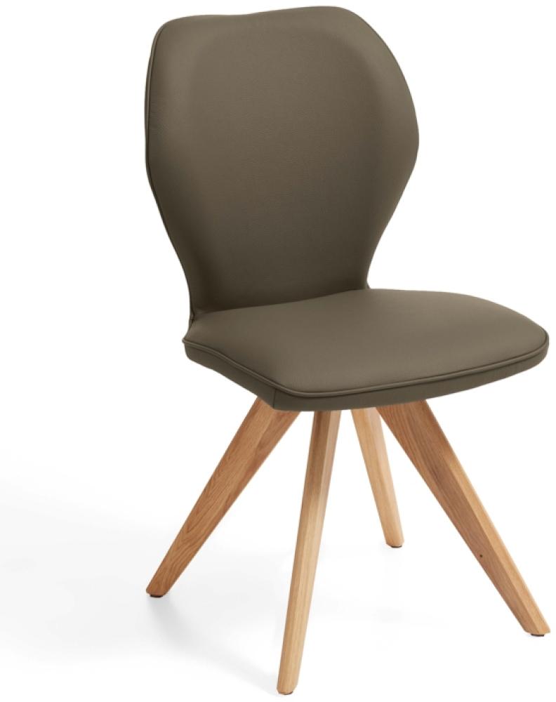 Niehoff Sitzmöbel Colorado Trend-Line Design-Stuhl Wildeiche/Leder - 180° drehbar Napoli oliv grün Bild 1