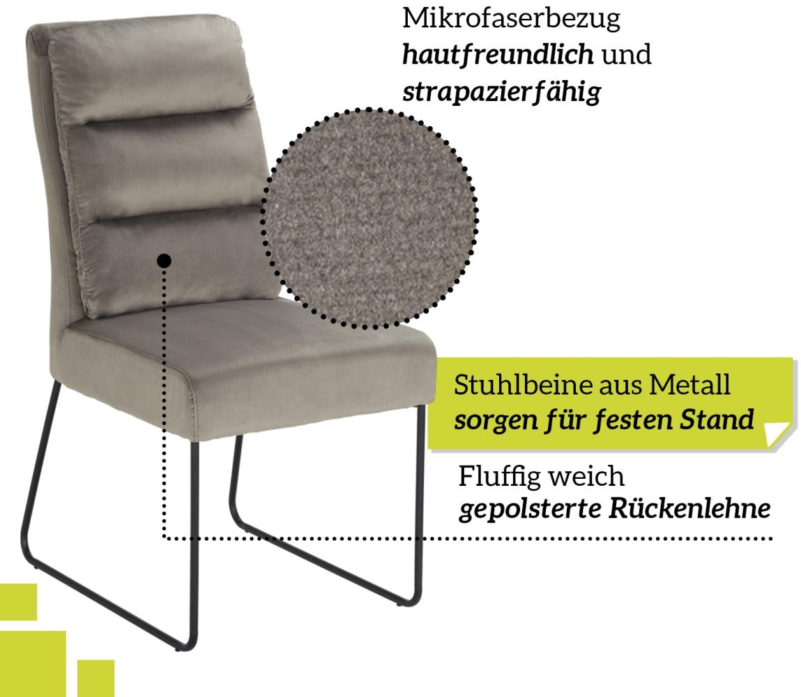 smart 6er Set Esszimmerstühle Bezug aus Mikrofaser hellgrau | Stuhlbeine aus Metall pulverbeschichtet - Küchenstuhl, Wohnzimmerstuhl, Polsterstuhl mit Schaumstoffpolsterung Bild 1