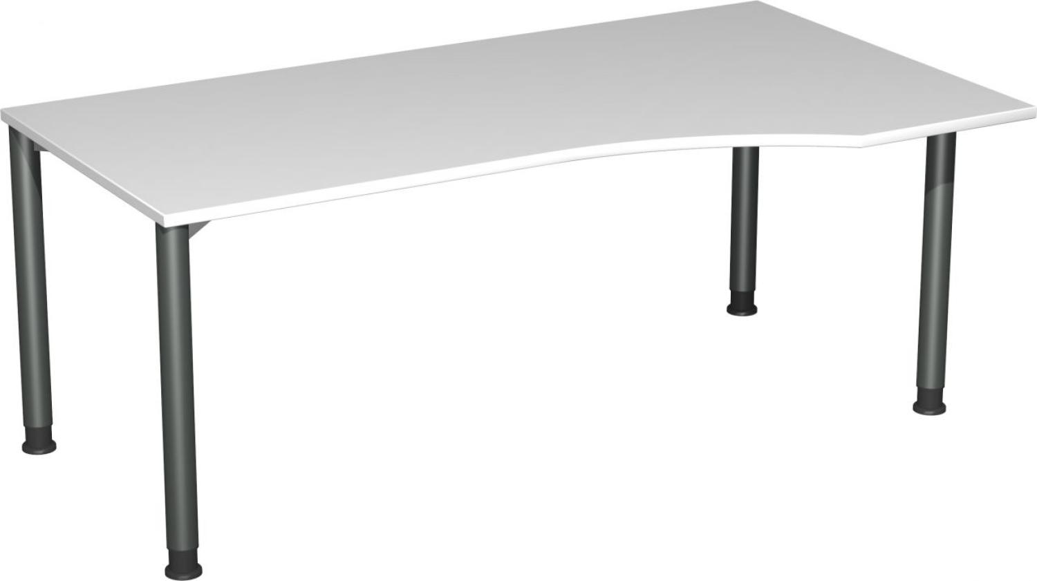 PC-Schreibtisch '4 Fuß Flex' rechts, höhenverstellbar, 180x100cm, Lichtgrau / Anthrazit Bild 1