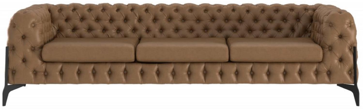 Casa Padrino Luxus Chesterfield Leder Sofa Braun / Schwarz 269 x 91 x H. 62 cm Bild 1