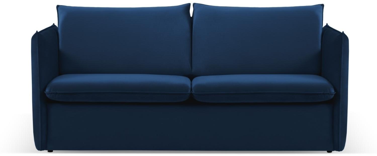 Micadoni 3-Sitzer Samtstoff Sofa mit Bettfunktion Agate | Bezug Royal Blue | Beinfarbe Black Plastic Bild 1