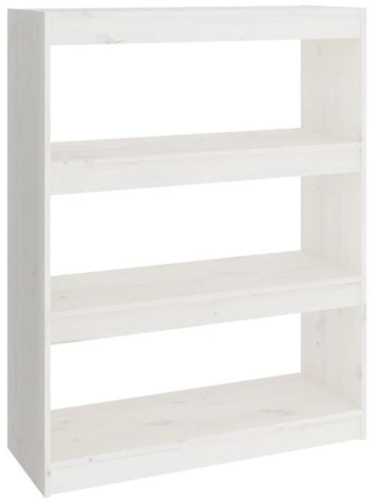 Bücherregal Raumteiler Weiß 80x30x103,5 cm Massivholz Kiefer Bild 1