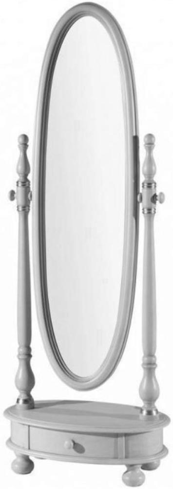 Casa Padrino Luxus Barock Standspiegel Hellgrau / Silber 62 x 37 x H. 169 cm - Ovaler Schlafzimmer Spiegel mit Schublade - Luxus Qualität - Made in Italy Bild 1