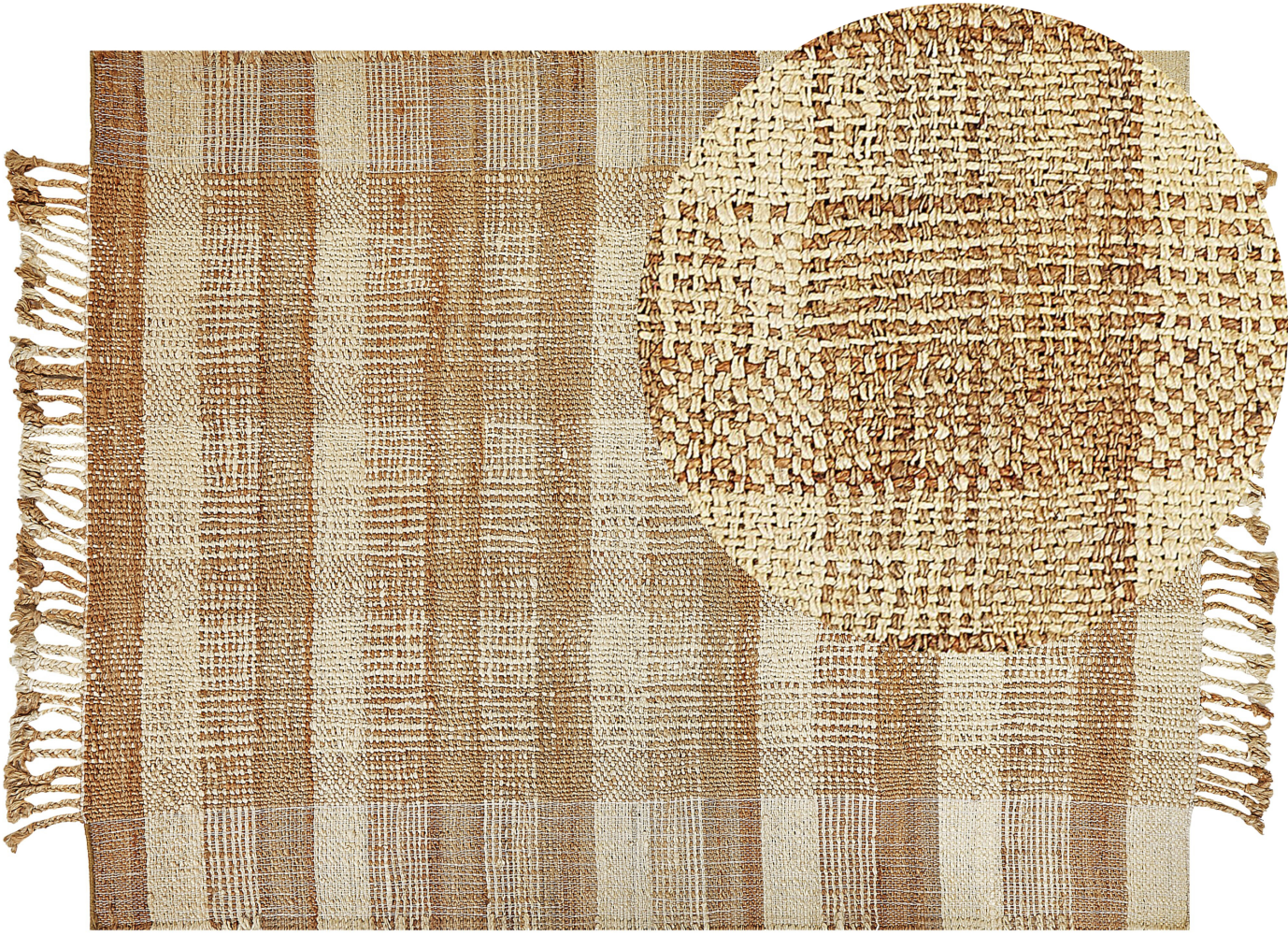 Teppich Jute sandbeige 160 x 230 cm geometrisches Muster Kurzflor BERISSA Bild 1