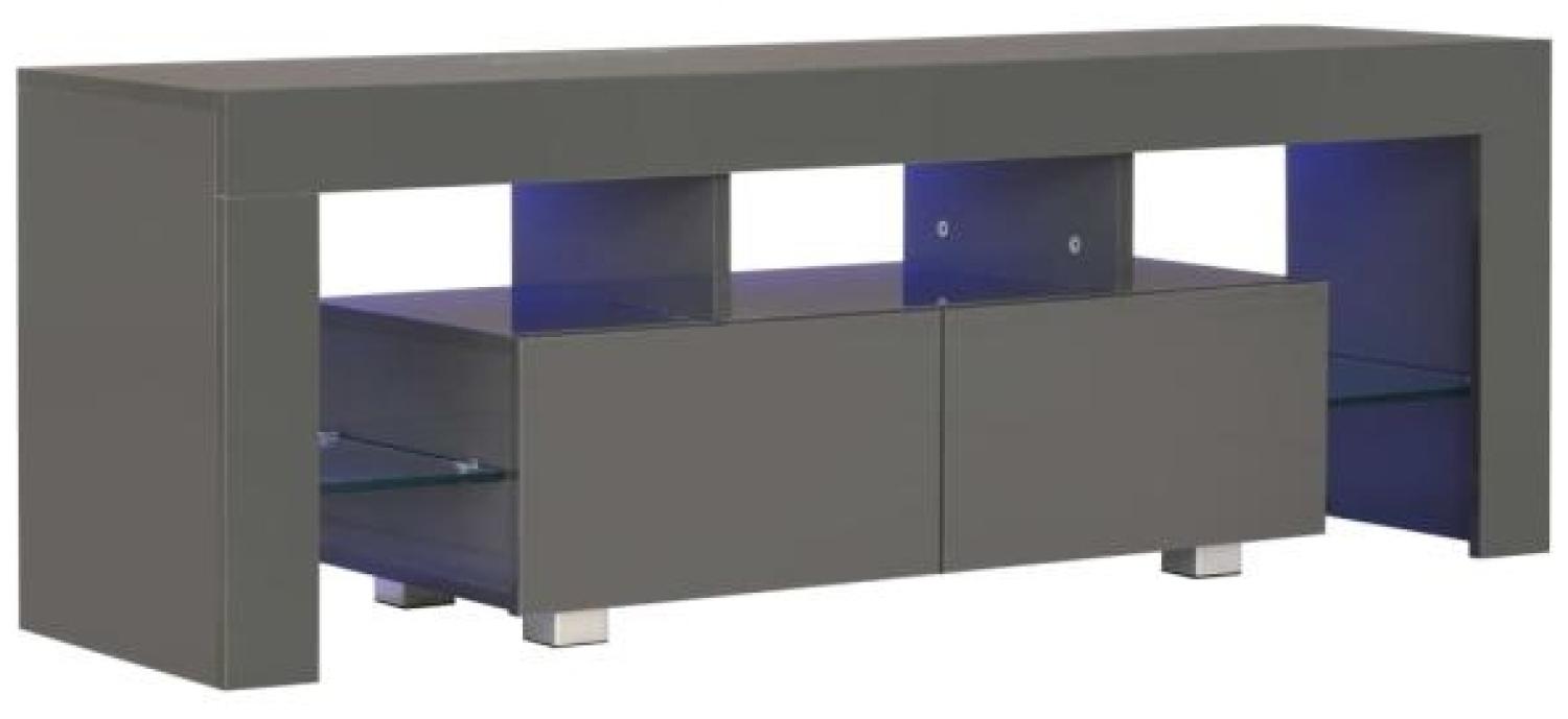 vidaXL TV-Schrank mit LED-Leuchten Hochglanz-Grau 130 x 35 x 45 cm Bild 1