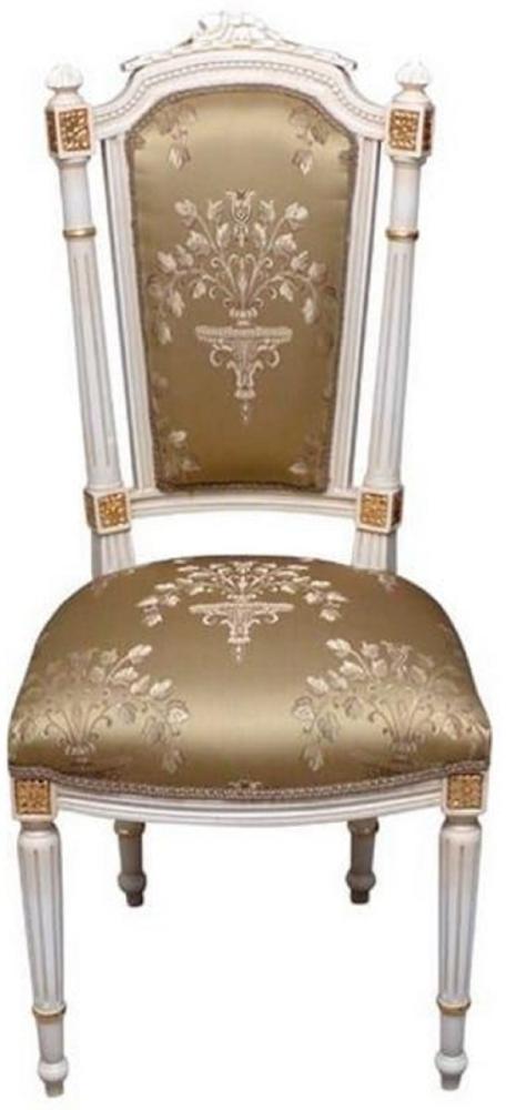 Casa Padrino Barock Esszimmerstuhl Gold / Cremefarben / Gold - Handgefertigter Antik Stil Stuhl - Esszimmer Möbel im Barockstil Bild 1