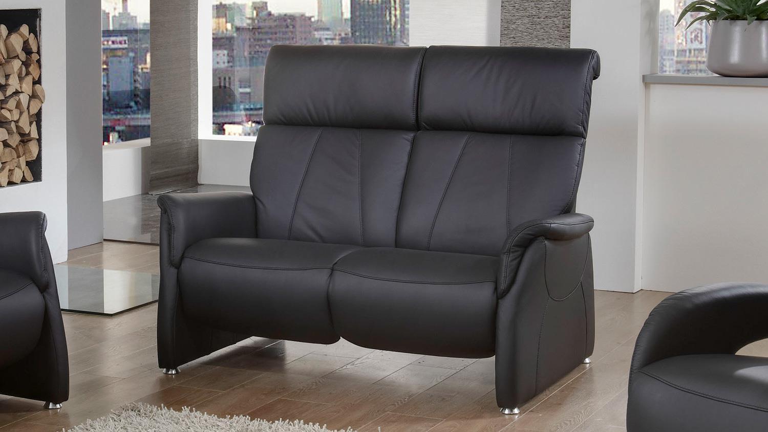 Sofa ADAIR 2-Sitzer Relaxsofa in Echtleder schwarz 144 cm Bild 1