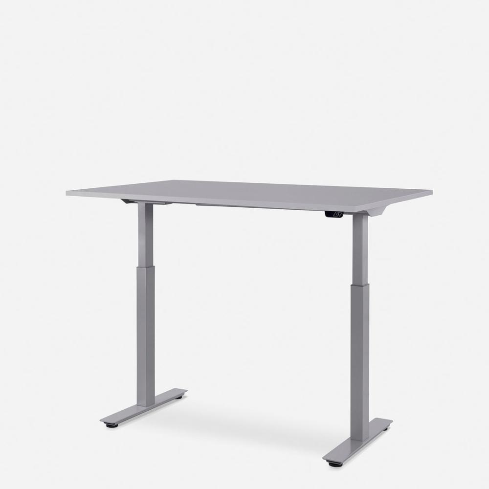 120 x 80 cm WRK21® SMART - Grau Uni / Grau elektrisch höhenverstellbarer Schreibtisch Bild 1