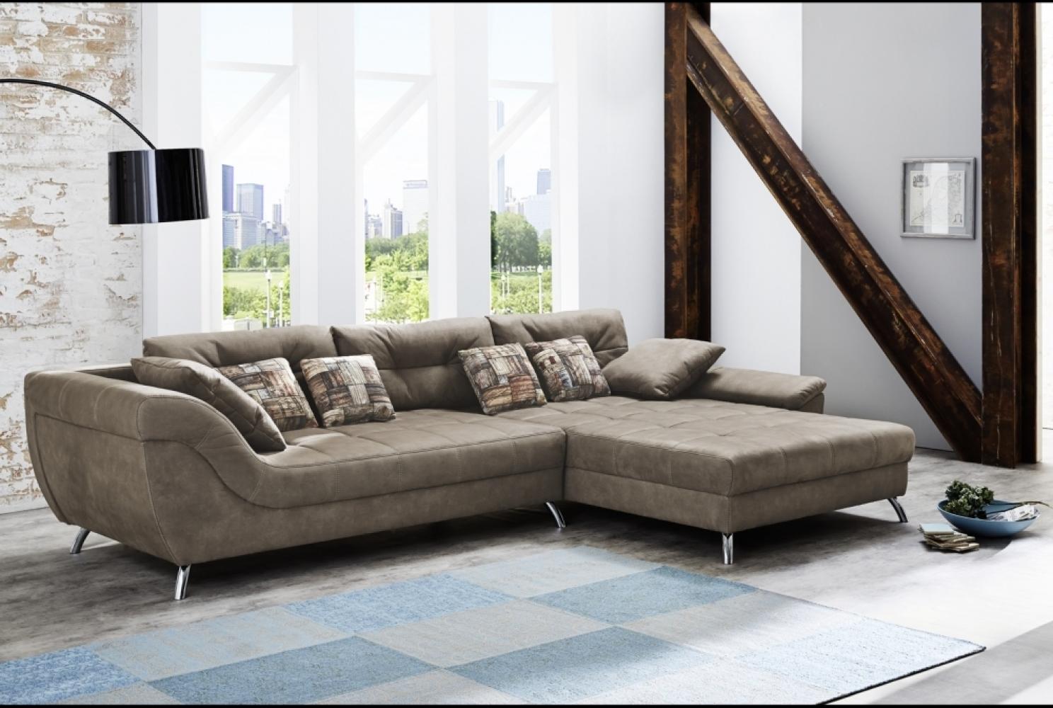 Couchgarnitur Couch Sofa Wohnzimmercouch ca. 358 x 219 cm SAN FRANCISCO Microfaser braun Bild 1