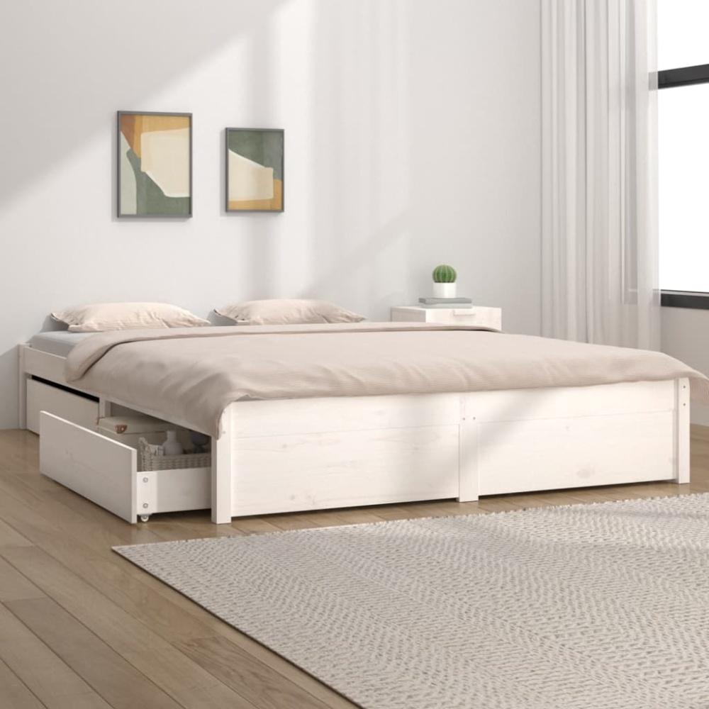 vidaXL Bett mit Schubladen Weiß 120x200 cm [3103509] Bild 1