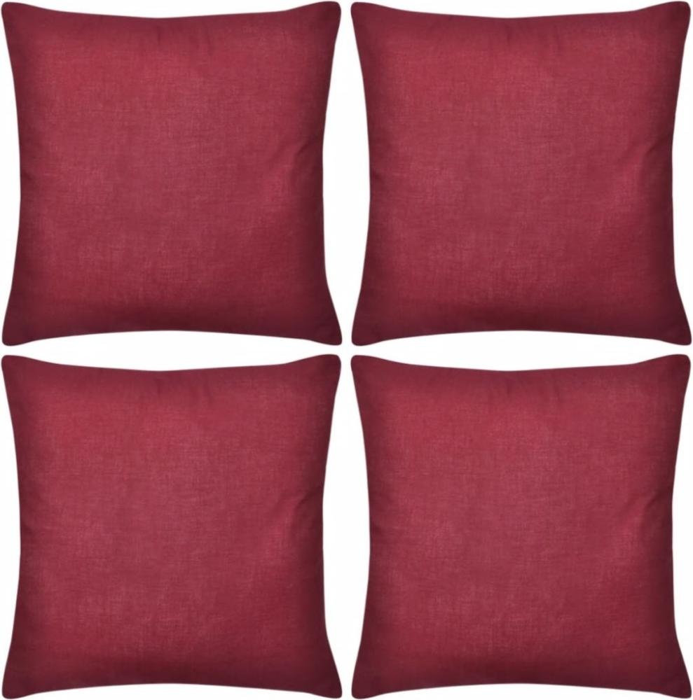 4 burgunderrote Kissenbezüge Baumwolle 50 x 50 cm Bild 1