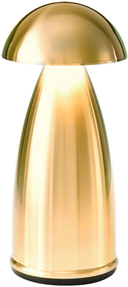 NEOZ kabellose Akku-Tischleuchte OWL 1 UNO LED-Lampe dimmbar 1 Watt 19x7,8 cm Messing lackiert (mit gebürsteter Veredelung) Bild 1
