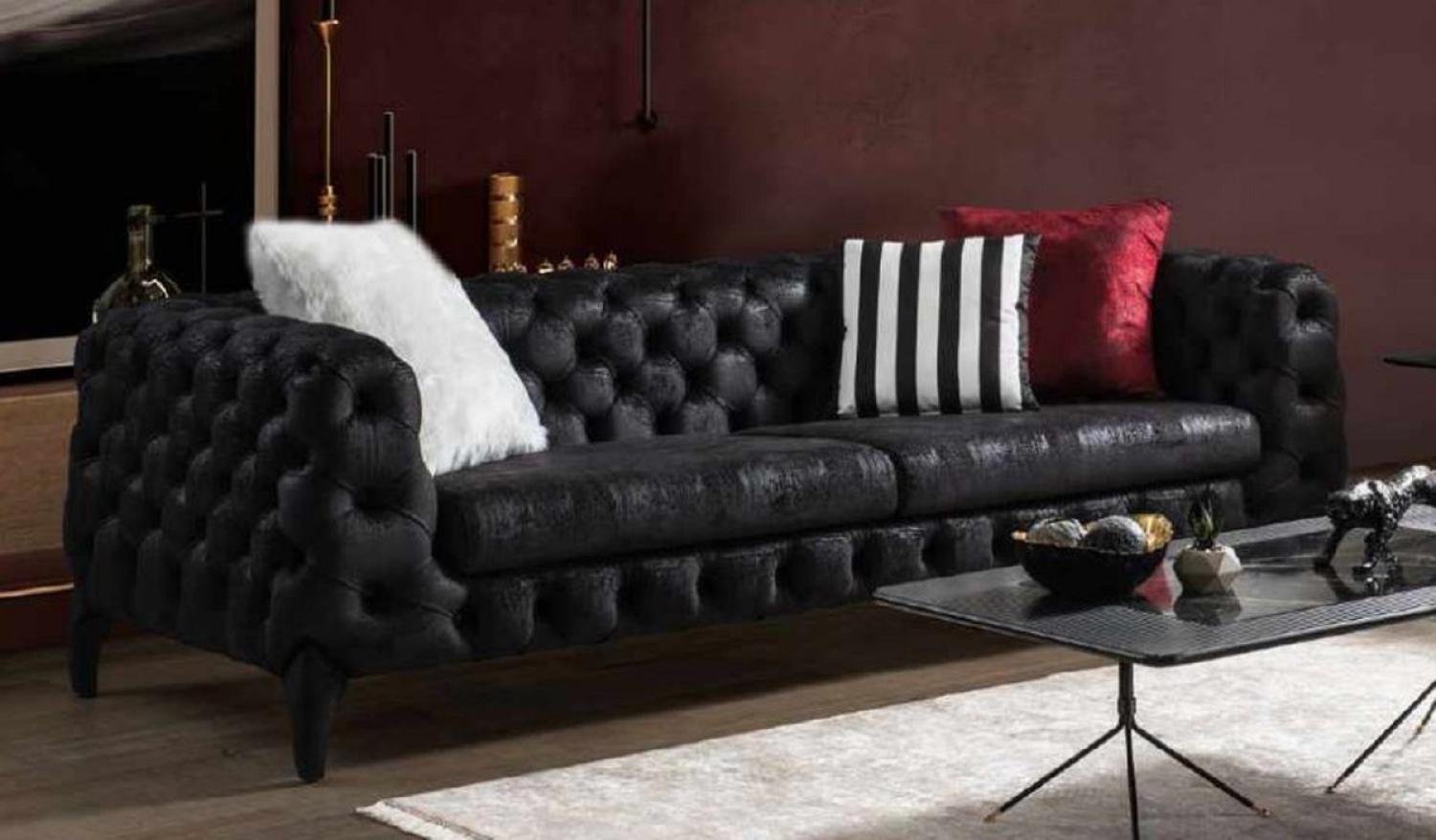 Casa Padrino Luxus Chesterfield Sofa Schwarz 235 x 98 x H. 72 cm Bild 1