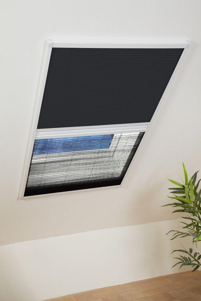 Sonnenschutz Insektenschutz Kombi-Dachfenster-Plissee 110 x 160 cm in Braun Bild 1