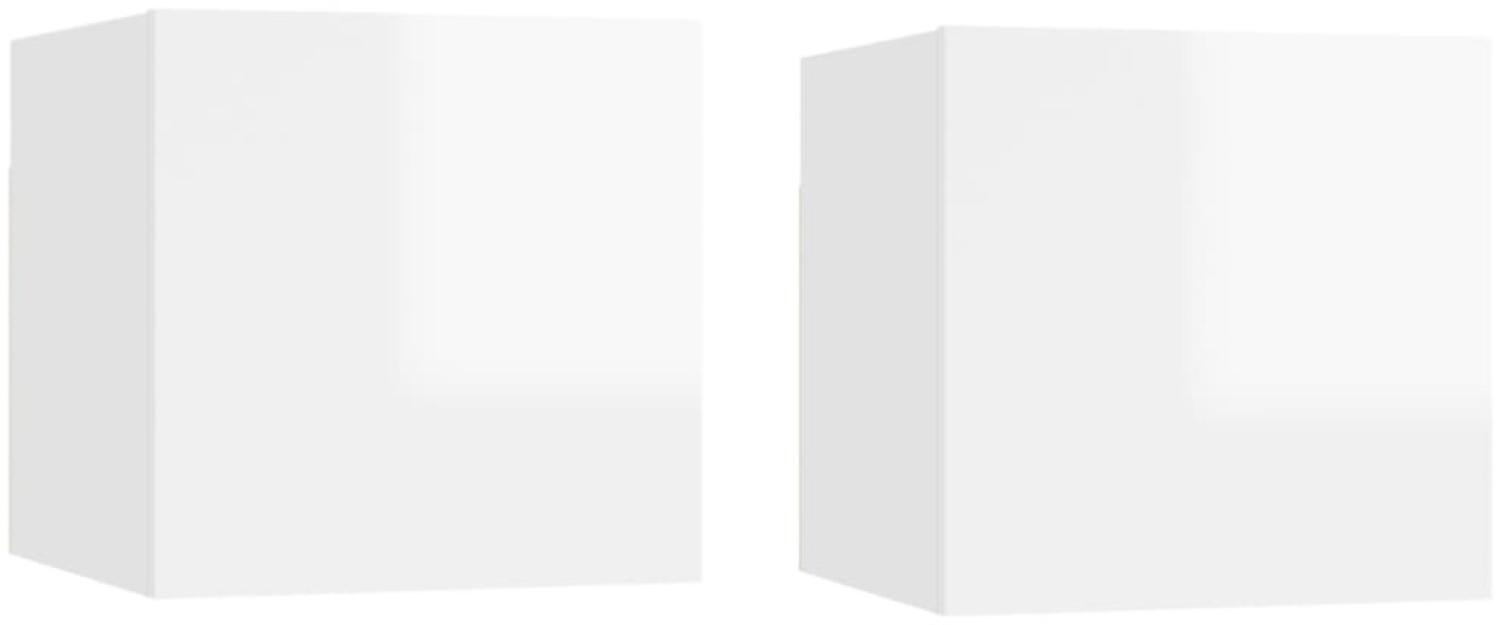 Nachttische 2 Stk. Hochglanz-Weiß 30,5x30x30 cm Holzwerkstoff Bild 1