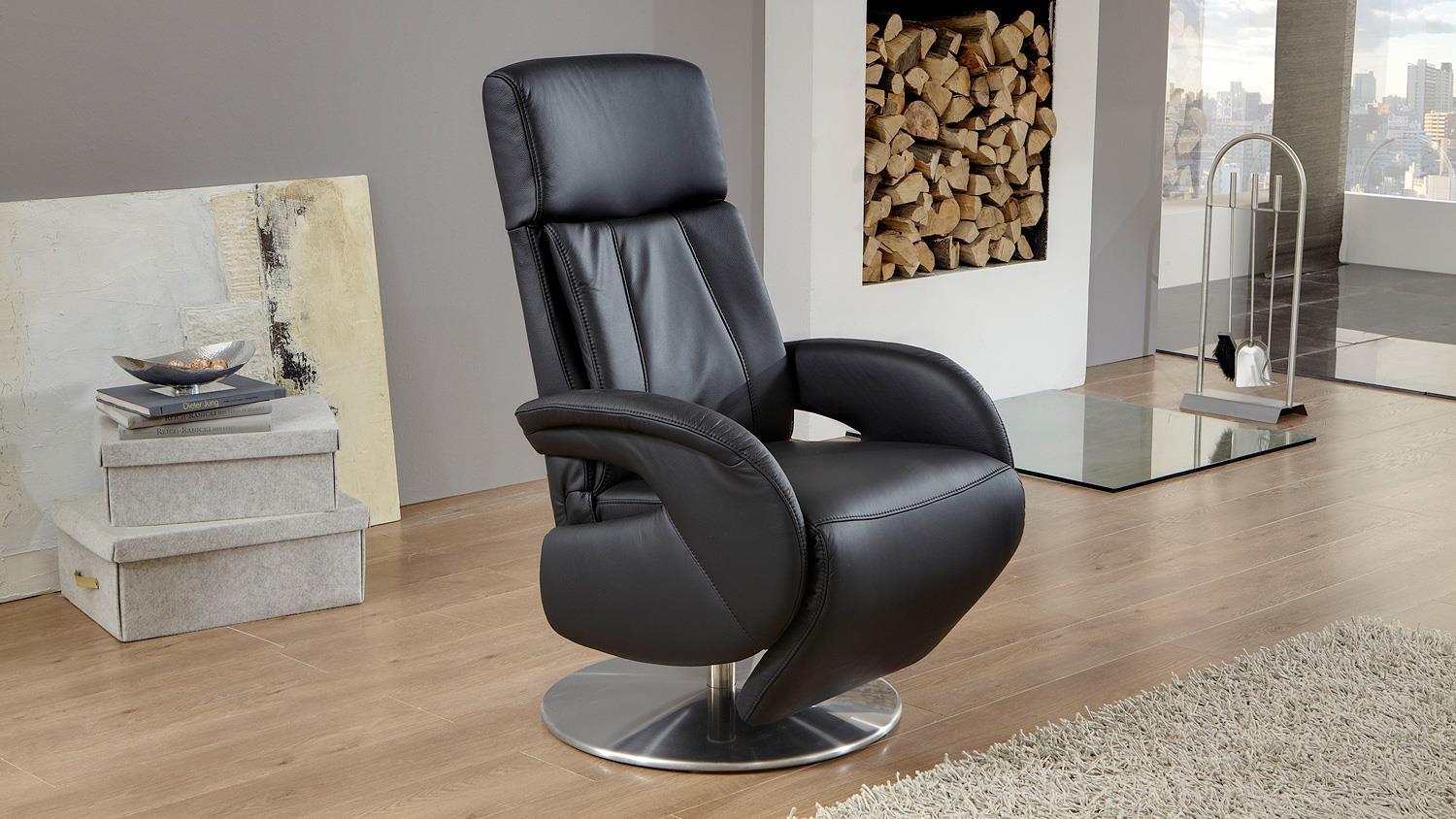 Drehsessel ADAIR STYLE Sessel in Echtleder schwarz 70 cm Bild 1