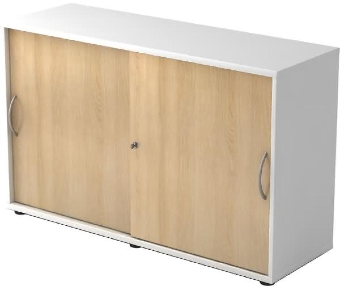 Schiebetürschrank 2OH 120cm BM Weiß / Eiche Bild 1