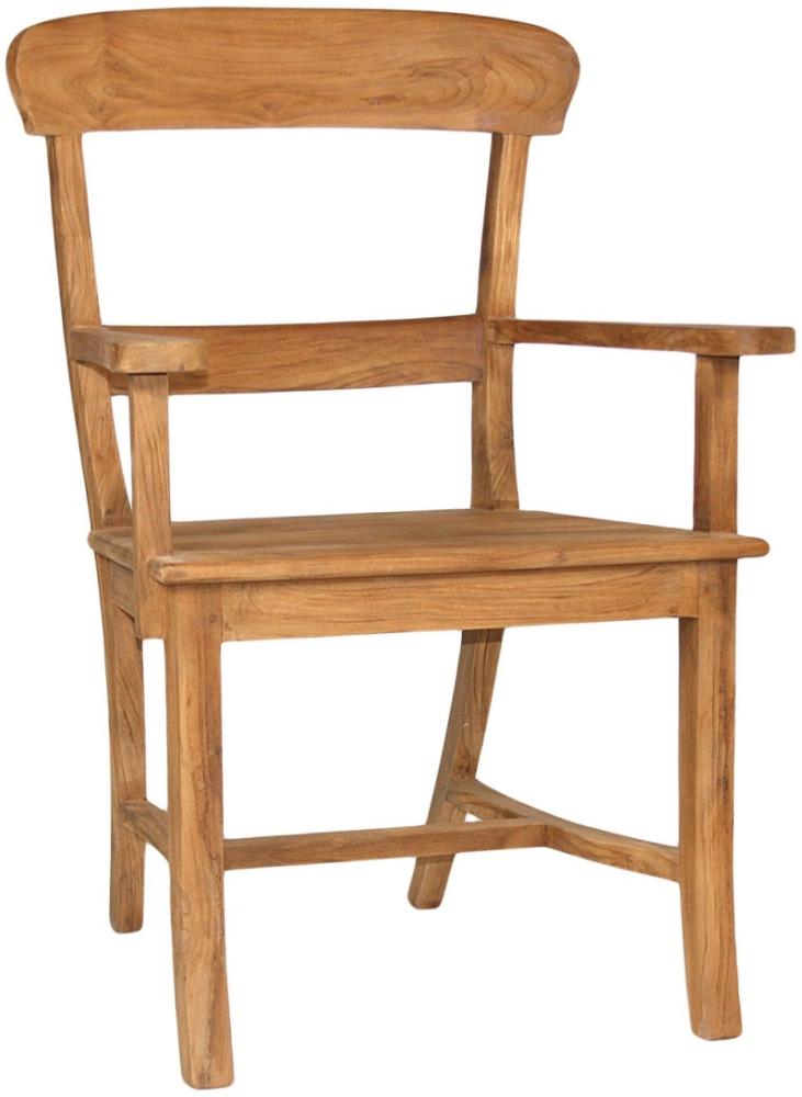 Soma Stuhl mit Armlehnen Tanja mit Holzsitzfläche Teakholz gebürstet unbehandelt (BxHxL) 56 x 92 x 54 cm ohne Sitzkissen Bild 1