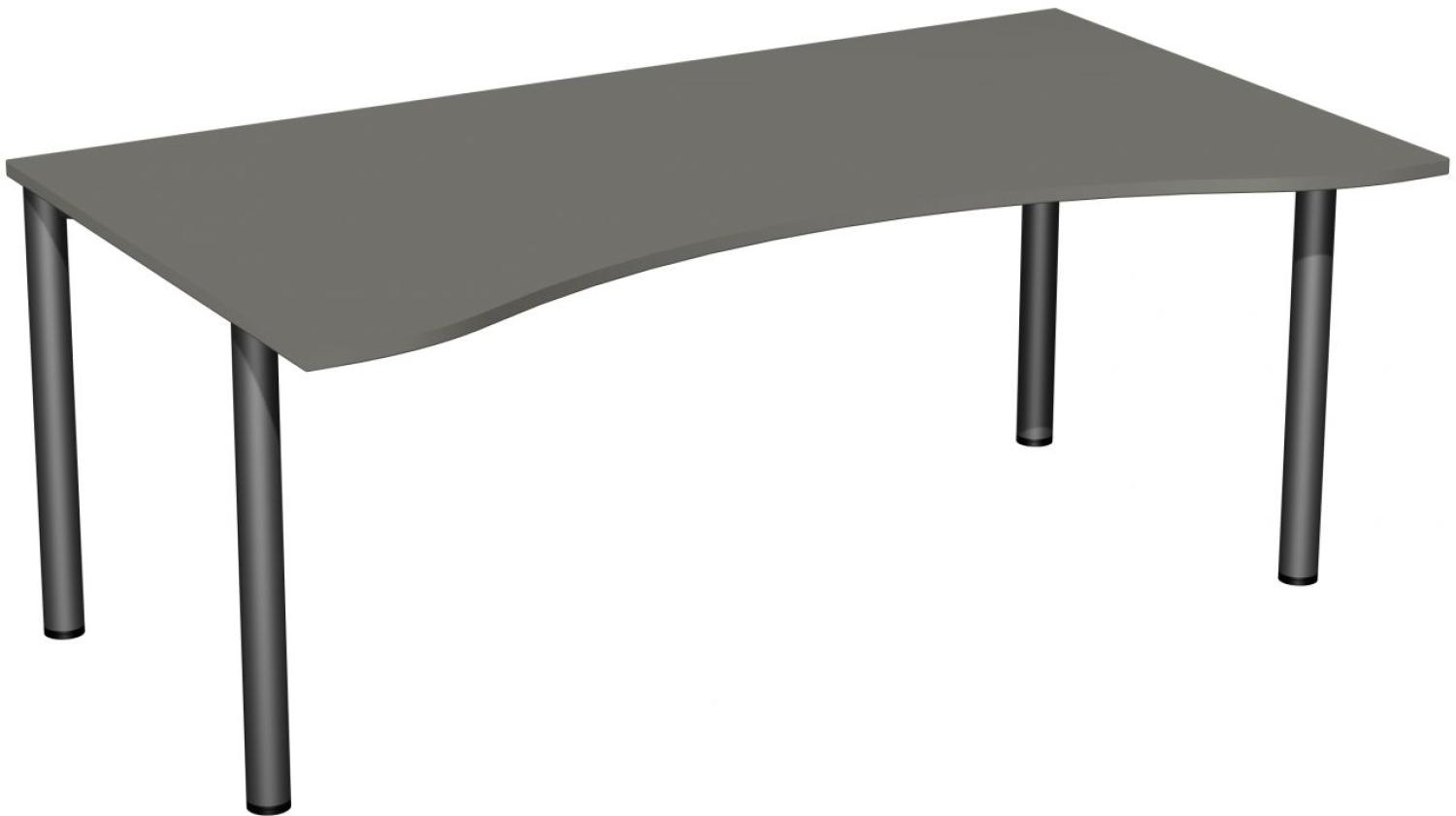 Schreibtisch '4 Fuß Flex', feste Höhe 180x100cm, Graphit / Anthrazit Bild 1