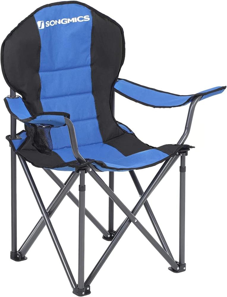 Campingstuhl, klappbar, Klappstuhl, komfortabler mit Schaumstoff gepolsterter Sitz, mit Flaschenhalter, hoch belastbar, max. Belastbarkeit 250 kg, Outdoor Stuhl, blau GCB06BU Bild 1