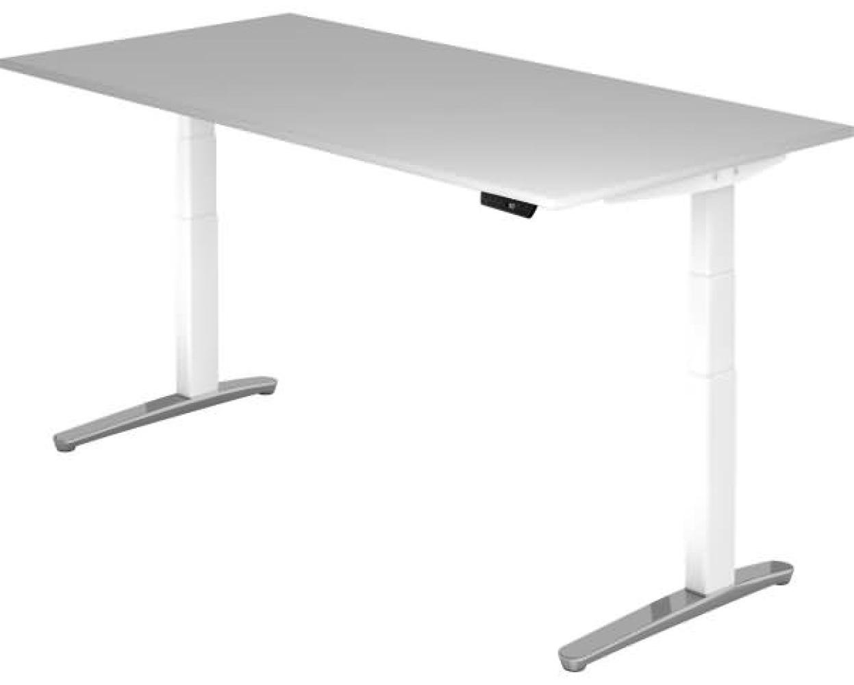 'XBHM2E' Sitz-Steh-Schreibtisch elektrisch 200x100cm Grau/Weiß, poliert Bild 1