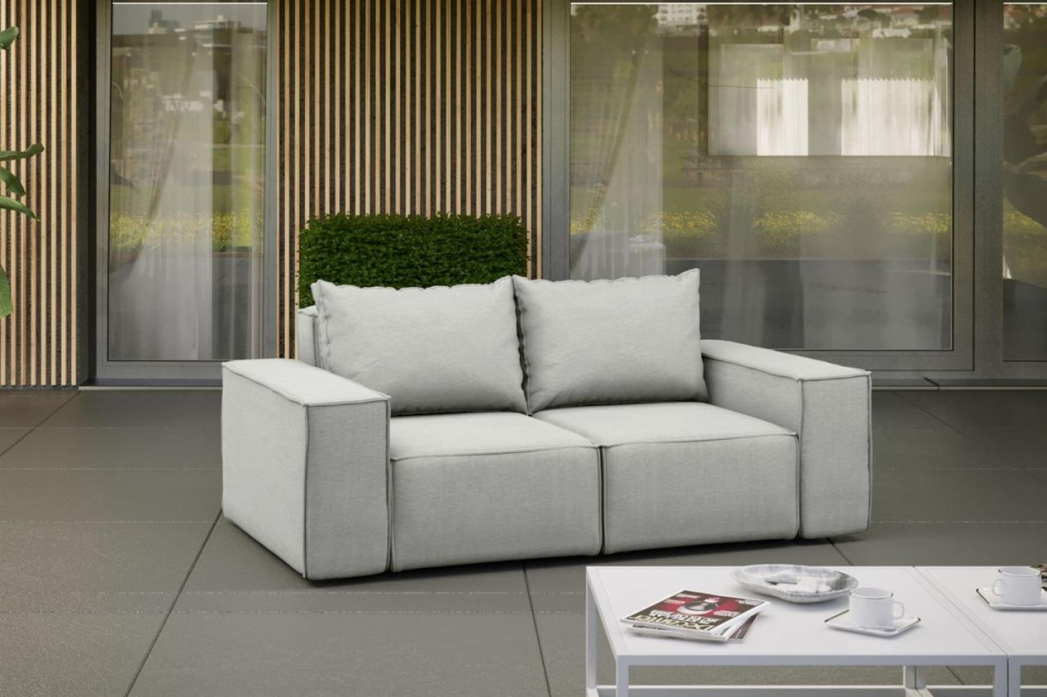 Gartensofa Loungesofa Sofa 2-Sitzer GARDENT wetterfester Stoff NXL Hellgrau Bild 1