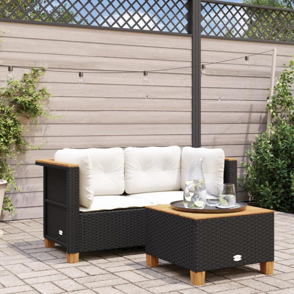 vidaXL Garten-Ecksofas mit Kissen 2 Stk. Schwarz Poly Rattan Bild 1