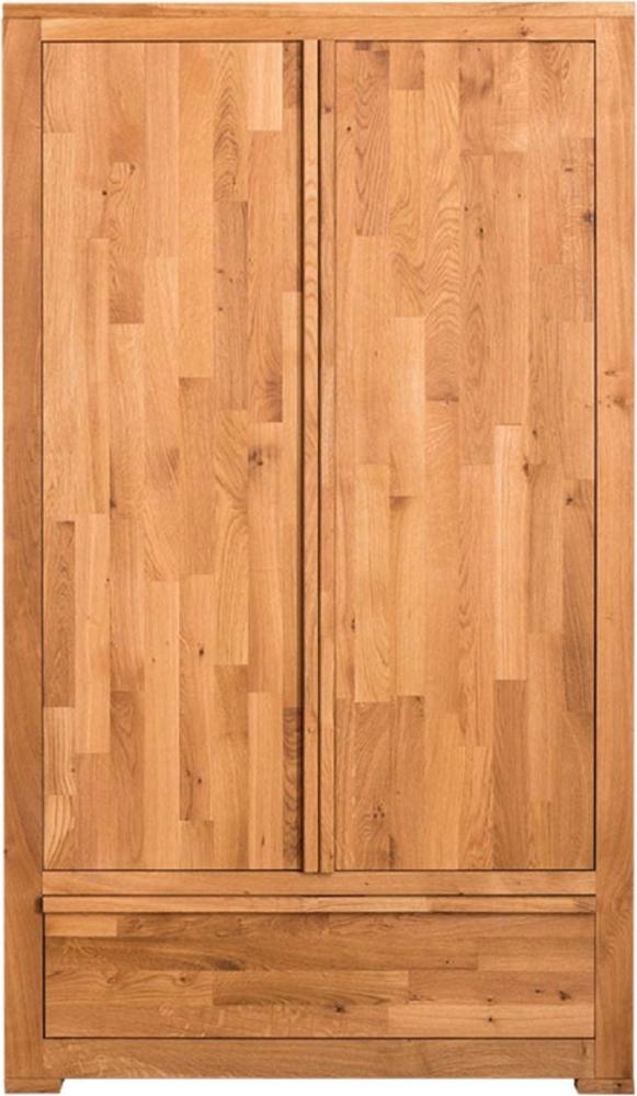 Casa Padrino Landhausstil Kleiderschrank Naturfarben 110 x 55 x H. 190 cm - Eichenholz Schlafzimmerschrank mit 2 Türen und Schublade Bild 1