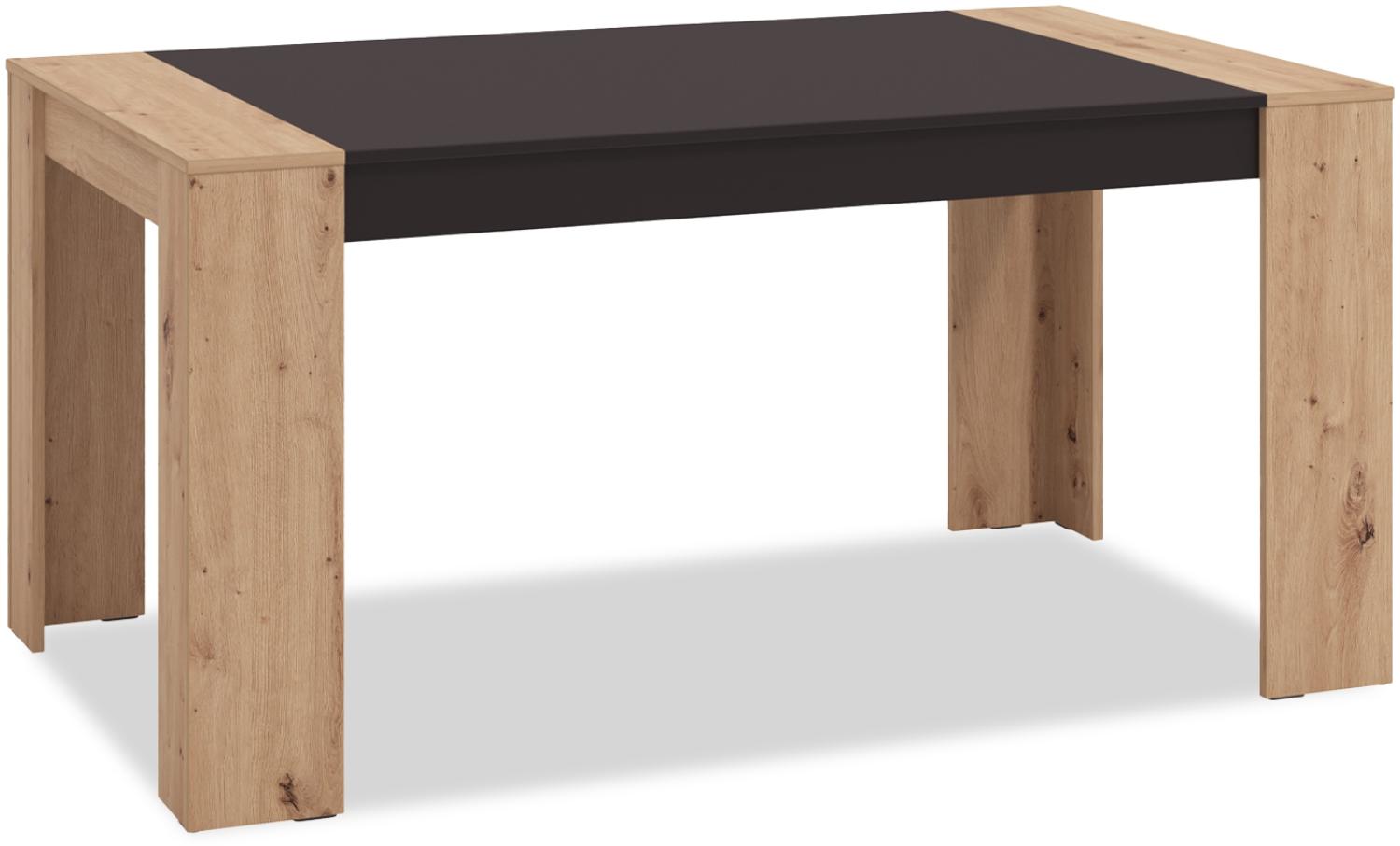 Esstisch Esszimmertisch 154x90 cm Holztisch Küchentisch Tisch Holz Massiv Eiche Schwarz Bild 1