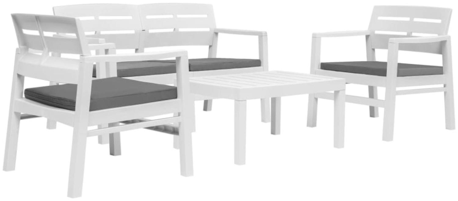 vidaXL 4-teiliges Gartenmöbel Set Weiß Kunststoff Bild 1