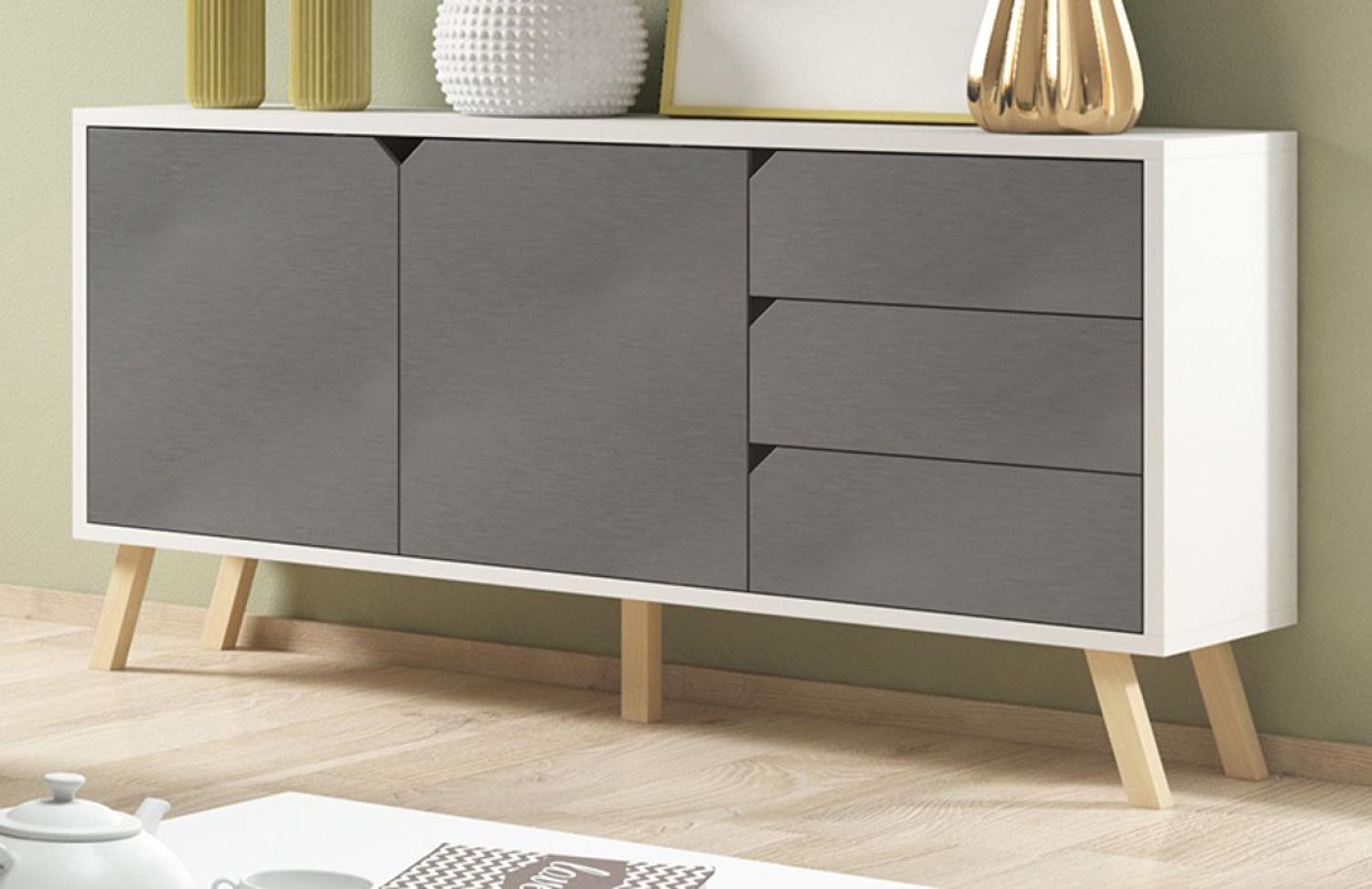 Sideboard Edos in grau und weiß 160 x 80 cm Bild 1
