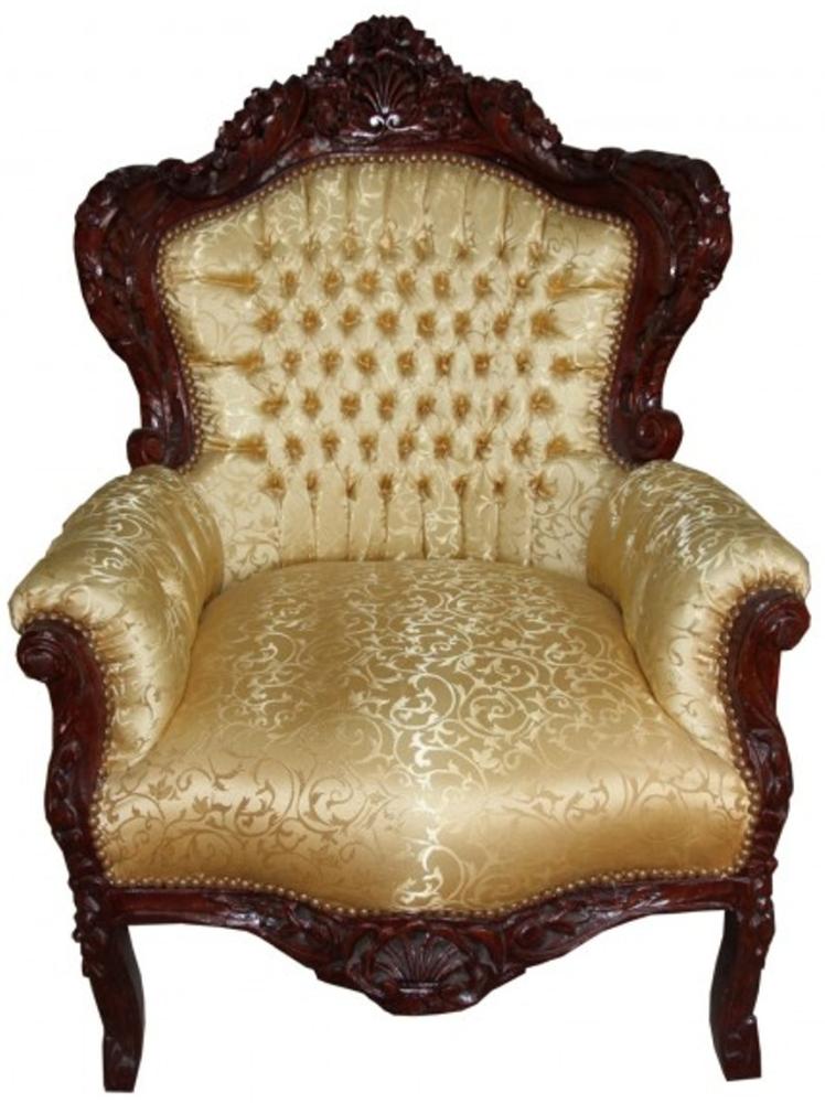 Casa Padrino Barock Sessel King Gold Muster / Brown Möbel Antik Stil Bild 1