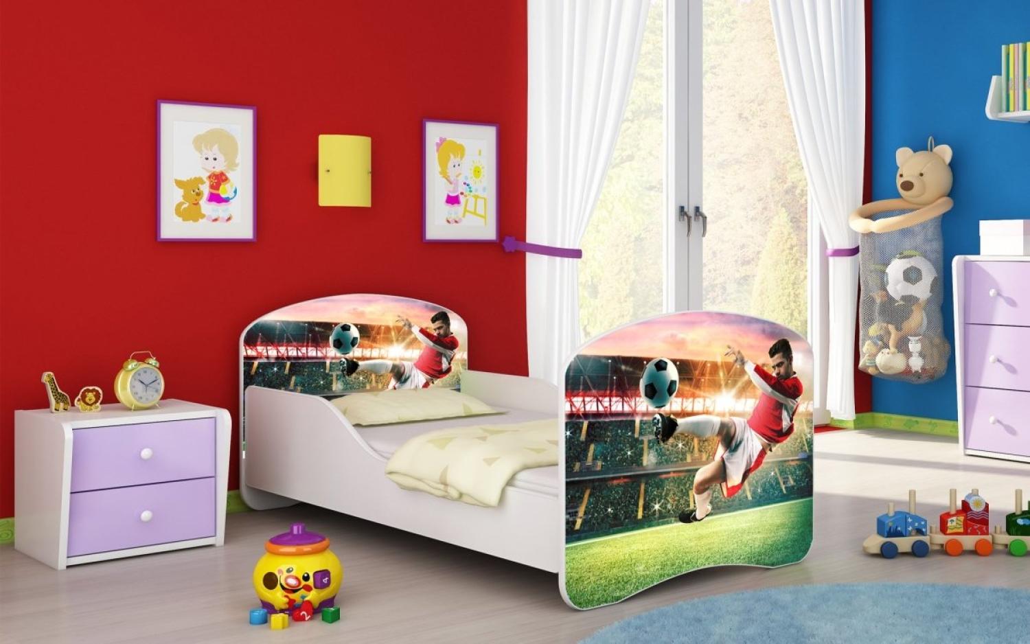 Kinderbett Milena mit verschiedenen Mustern 140x70 Football Bild 1