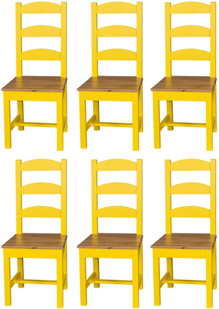 Casa Padrino Landhausstil Esszimmer Stuhl Set 48 x 41 x H. 93 cm - Verschiedene Farben - Massivholz Küchen Stühle 6er Set - Esszimmer Möbel im Landhausstil Bild 1