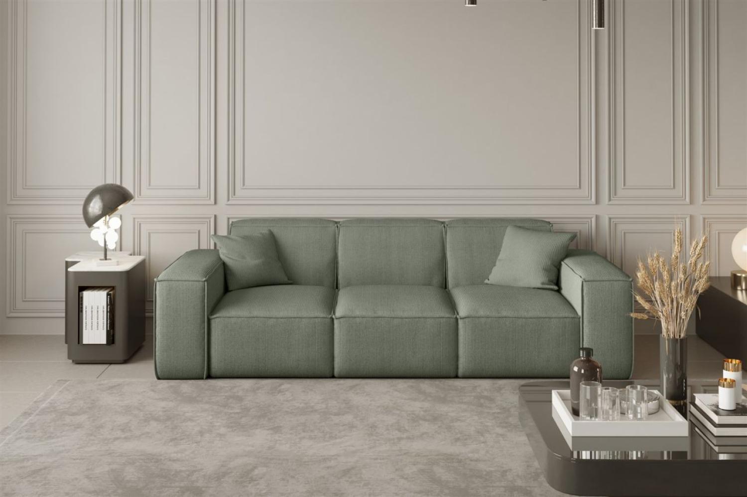 Sofa Designersofa CELES 3-Sitzer in Stoff Scala Olivgrün Bild 1