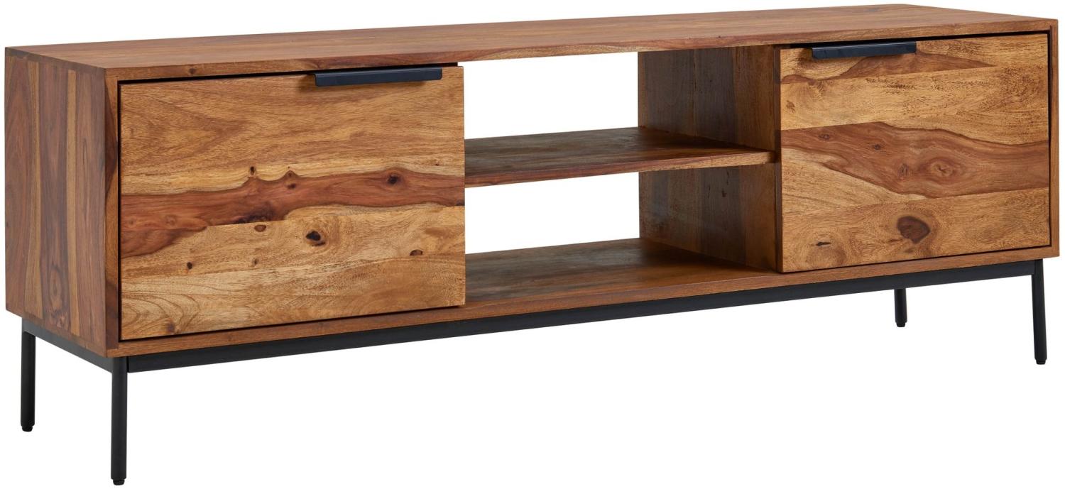 KADIMA DESIGN TV-Kommode aus Sheesham Massivholz für Fernseher bis 60 Zoll - Natürliche Holzmaserung, offene Ablagefächer. Bild 1