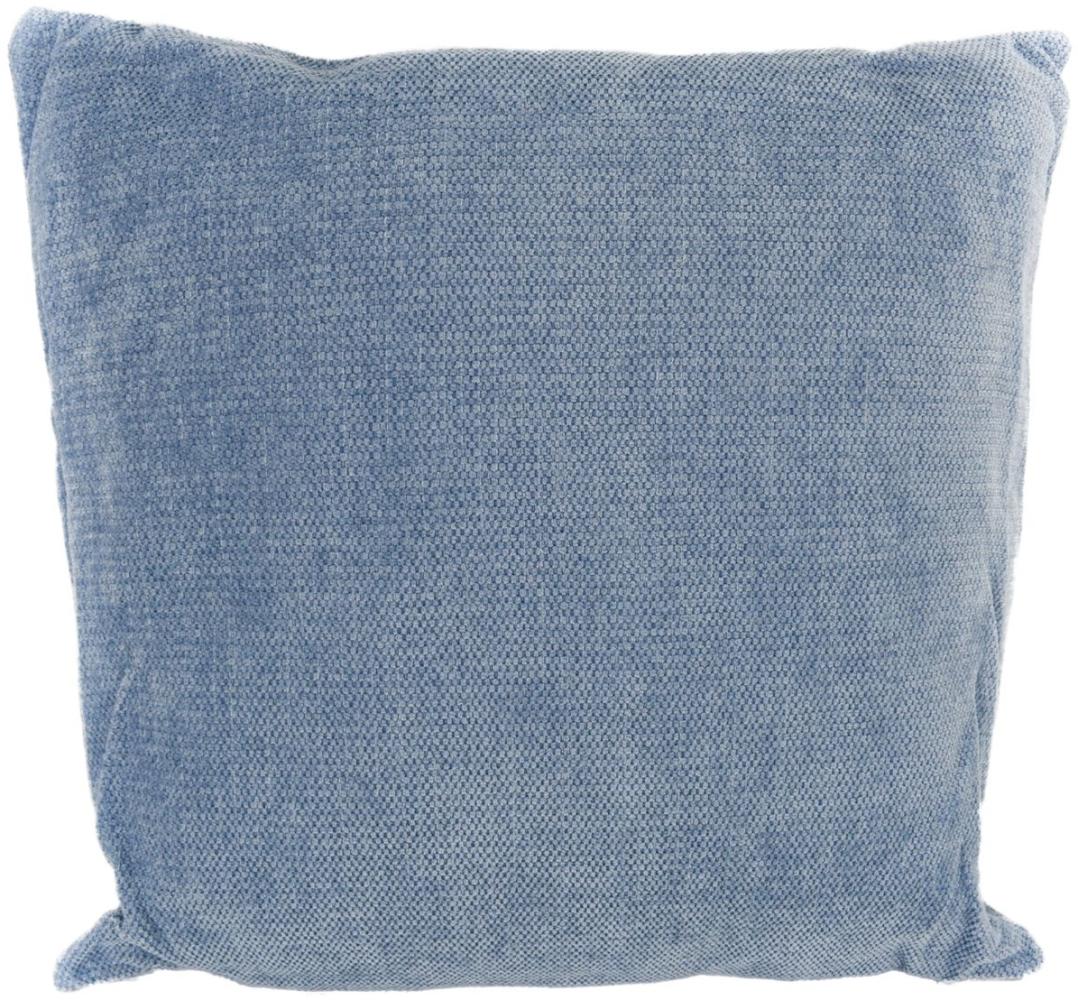 Chenille Dekokissen 45 x 45 cm Couchkissen einfarbig mit Reißverschluss blau Bild 1